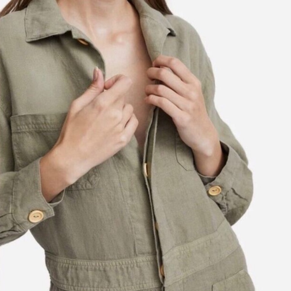 Mate The Label | Linen Jumpsuit - Long Sleeve Button | SAGE